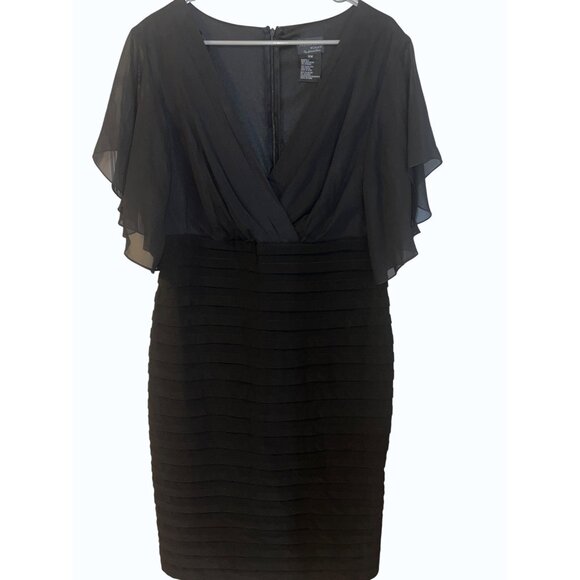 Xscape Woman by Joanna Chen Black Chiffon Flutter Sleeve Dress -16W, semi-formal - Picture 1 of 9